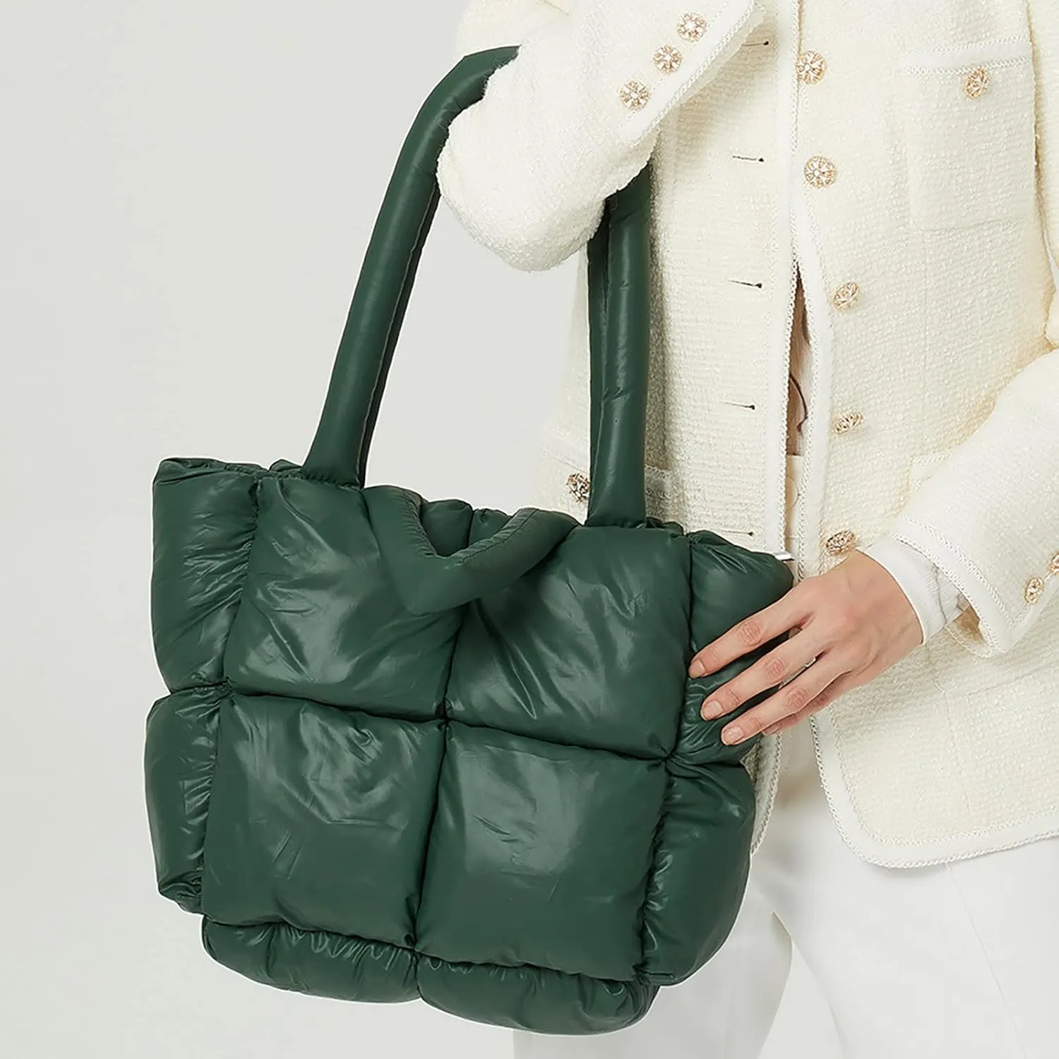 Shoulder Bag for Women Ladies Large Quilted Tote Bag Winter Soft Quilted Shoulder Down Ladies
