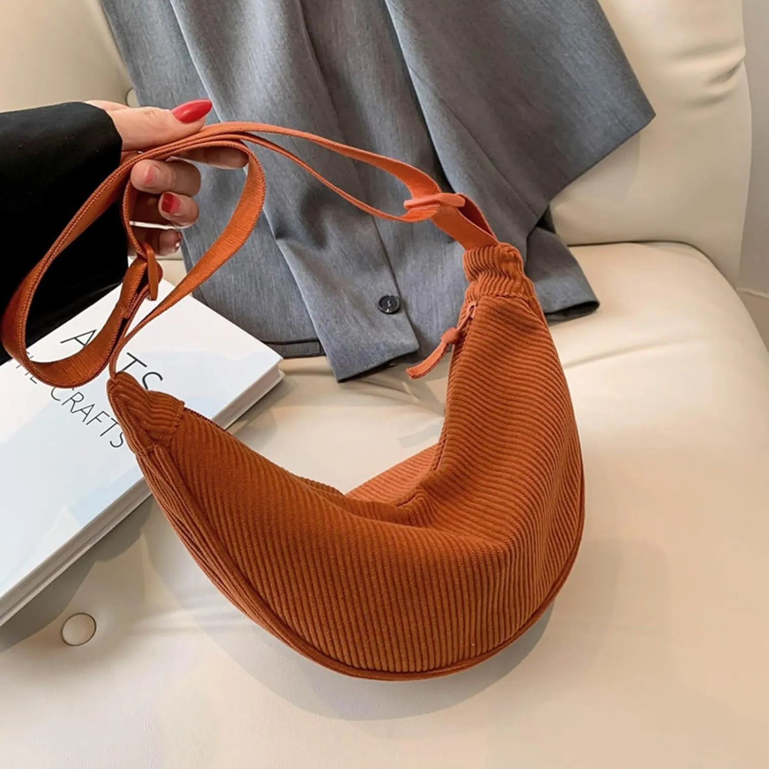 Shoulder Bags for Women Women's Fashion Solid Color Cordulet Crossbody Bag Dumpling Bag Lightweight Underarm Bag