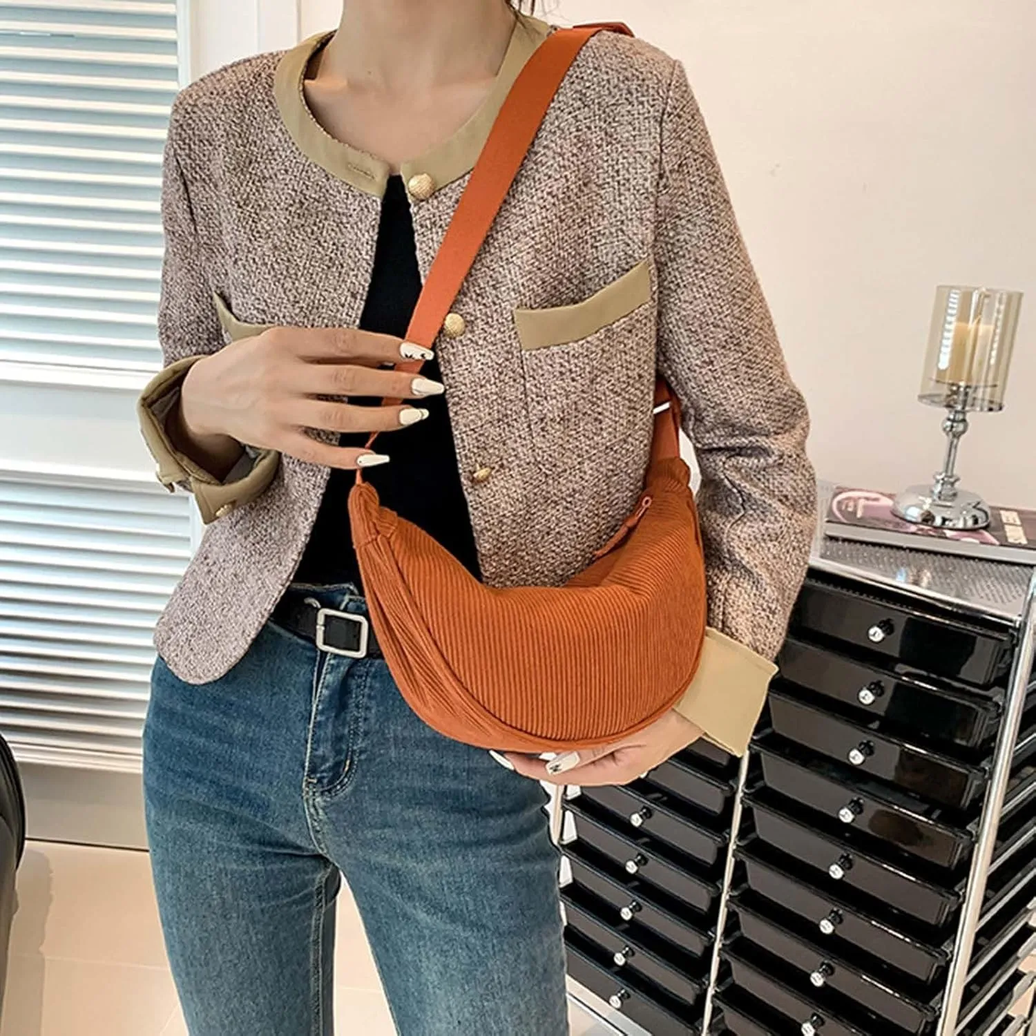 Shoulder Bags for Women Women's Fashion Solid Color Cordulet Crossbody Bag Dumpling Bag Lightweight Underarm Bag