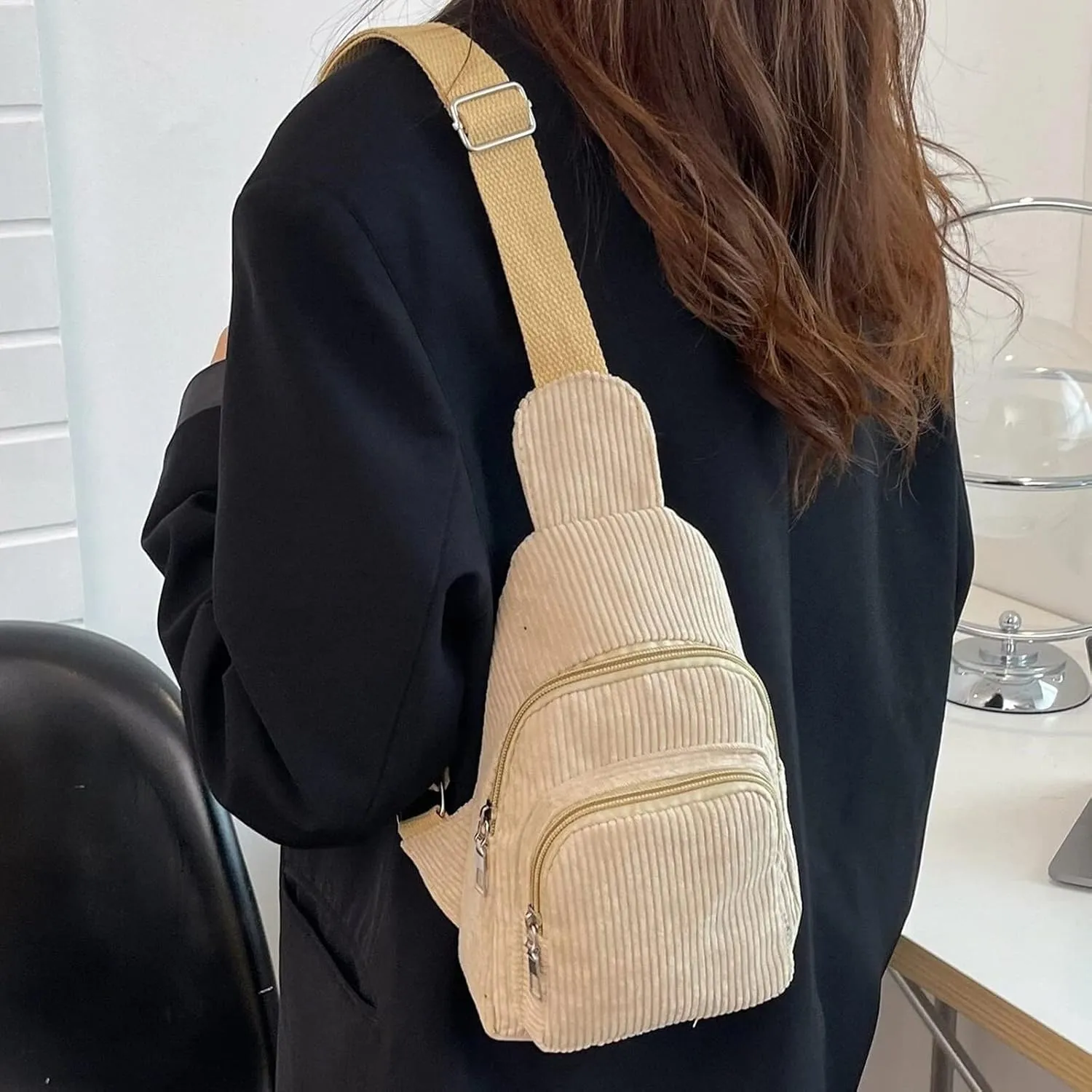 Shoulder Handbags Mini Corduroy Sling Bag Women Shoulder Bag Chest Purse Package