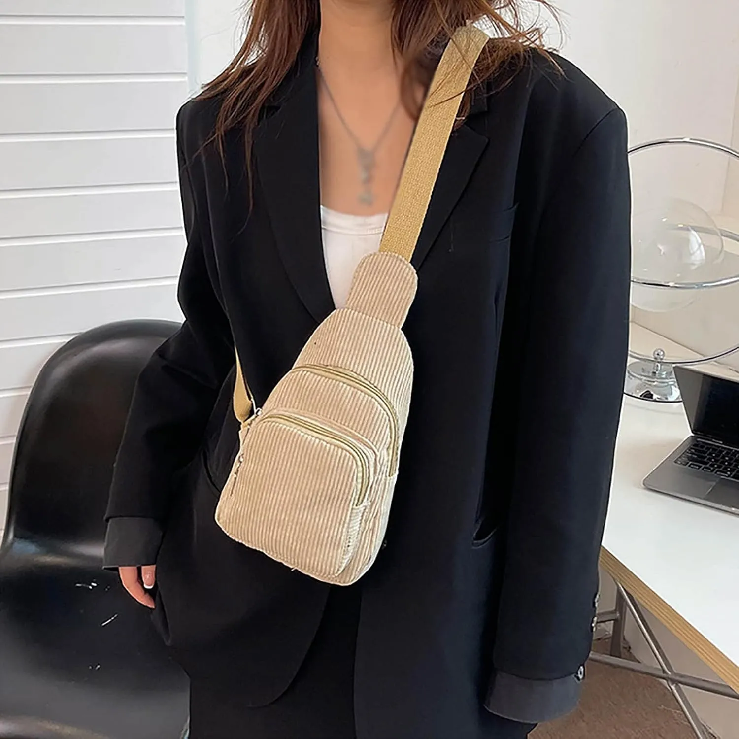 Shoulder Handbags Mini Corduroy Sling Bag Women Shoulder Bag Chest Purse Package