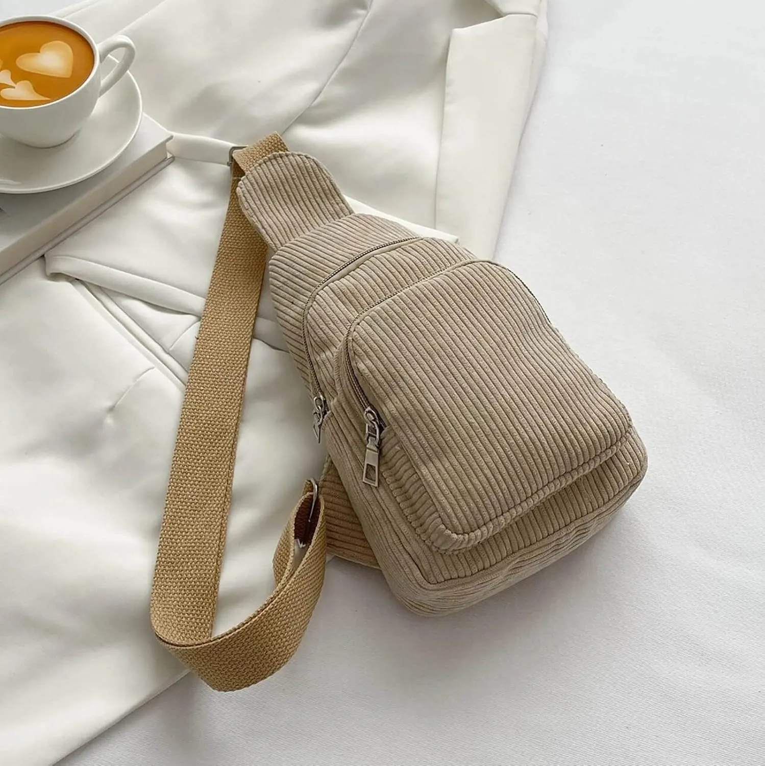Shoulder Handbags Mini Corduroy Sling Bag Women Shoulder Bag Chest Purse Package