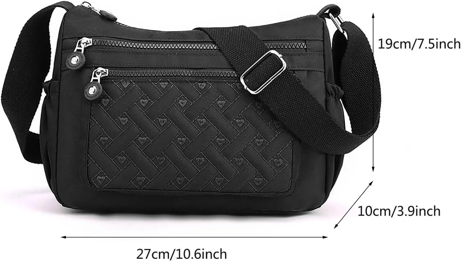 Single Shoulder Women's Bags New Nylon Embroidery Line Bags Canvas Lady's Body Cloth Bag Large (Light Gray, One Size)