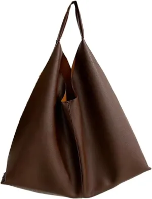 Slouchy Shoulder Bag for Women Large Soft Vegan Leather Totes Working Purse Casual Pure Handbag Top-handle Satchel