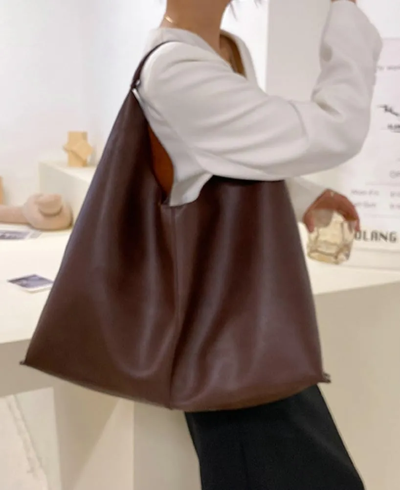 Slouchy Shoulder Bag for Women Large Soft Vegan Leather Totes Working Purse Casual Pure Handbag Top-handle Satchel