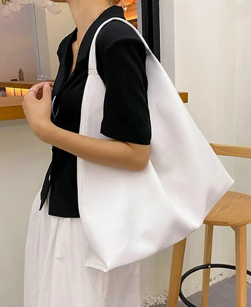 Slouchy Shoulder Bag for Women Large Soft Vegan Leather Totes Working Purse Casual Pure Handbag Top-handle Satchel