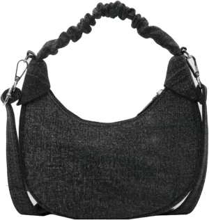 Small Denim Shoulder Bag for Women Crescent Shape Canvas Crossbody Bag Underarm Hobo Purse Handbag Trendy Totes