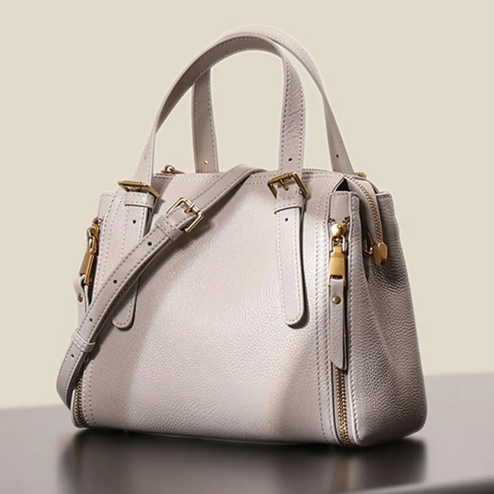Soft Genuine Leather Handbag Purse for Women Small Crossbody Shoulder Bag Stylish Bucket Zipper Totes Satchels