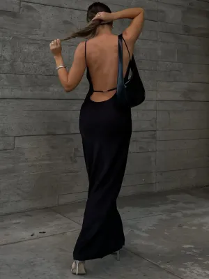 Solid Backless Graceful Long Dress