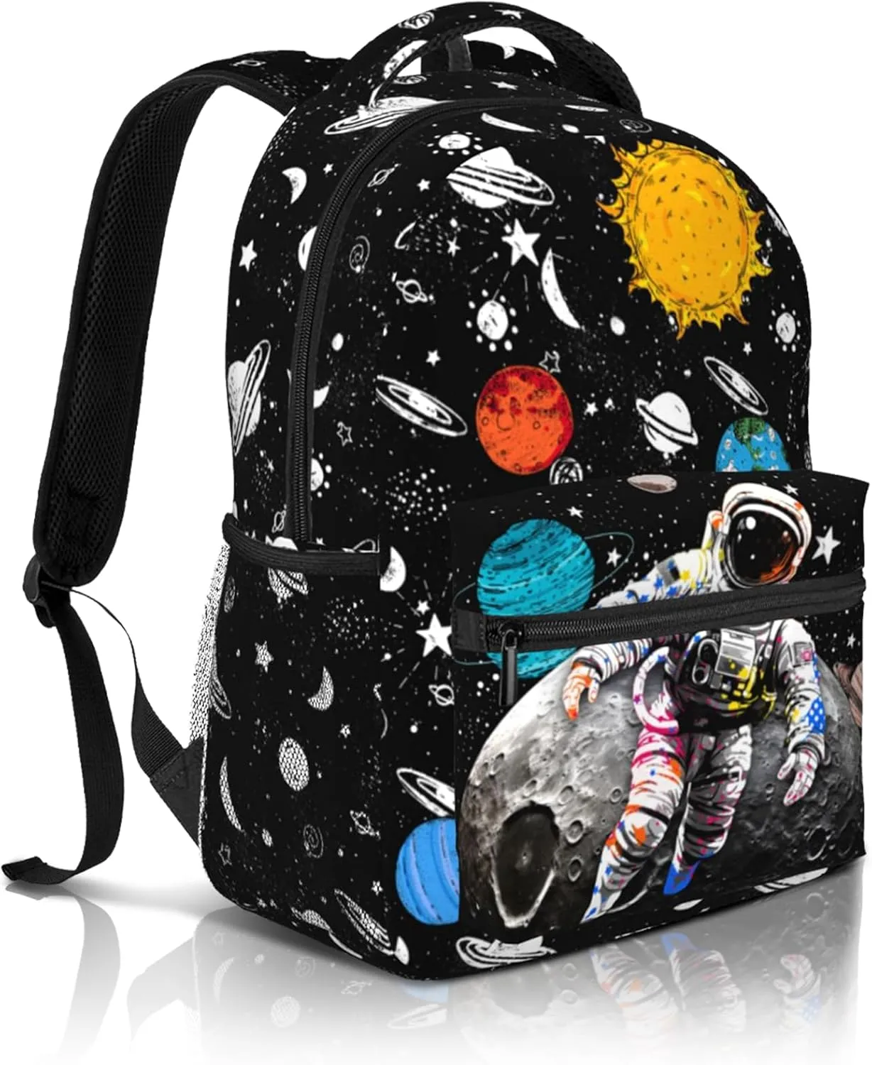 Space Astronaut Backpack for Boys & Girls Backpack for Kids Astronaut Print School Bag Lightweight Waterproof Adjustable Bookbag for Children Teens Gamer Travel Daypack
