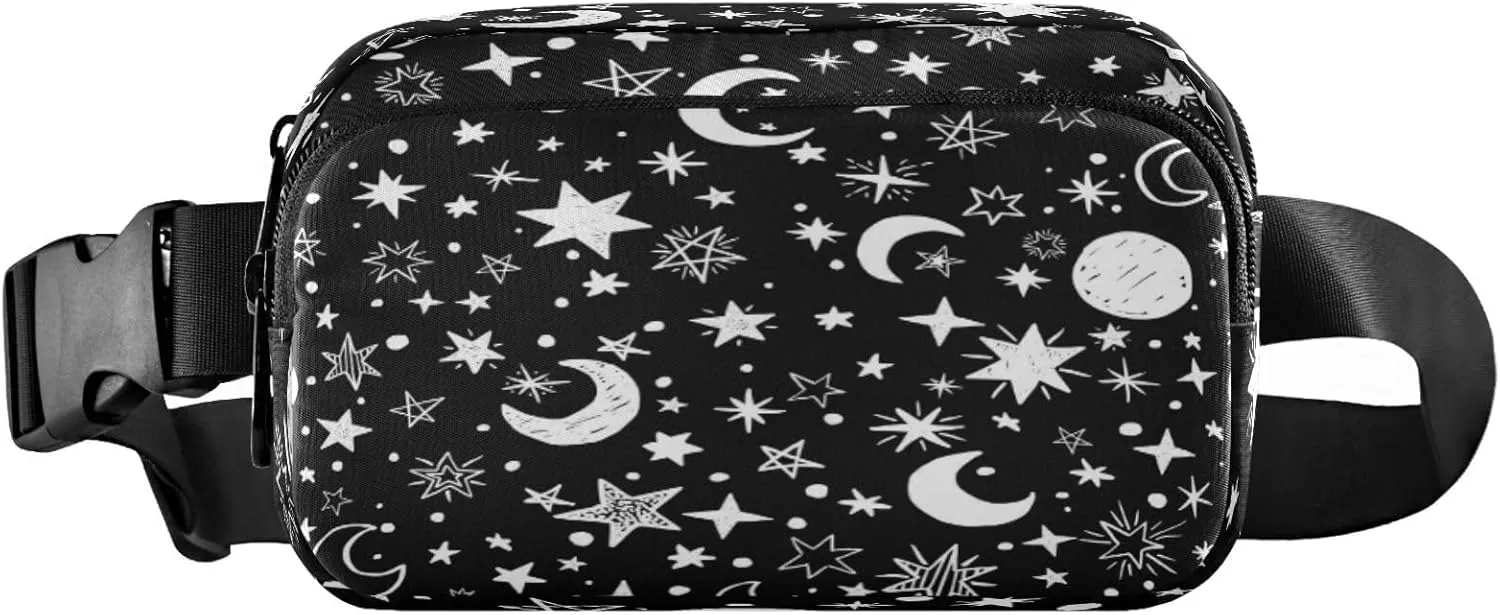 Stars Moons Doodle Belt Bag for Women Men Fanny Pack Small Waist Pouch Crossbody Bags for Outdoor Hiking Running Travel