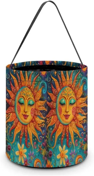 Sun Face Flower Halloween Candy Bag Candy Tote Bucket Gift Bags Party Supplies for Women Men