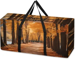 Sunset Forest Extra Large Moving Bags Heavy Duty Storage Bags Mystical Forest Cloth Wrap Around Handles Double Zipper Reusable Convenient Foldable Storage Tote for Travel Camping Space Save