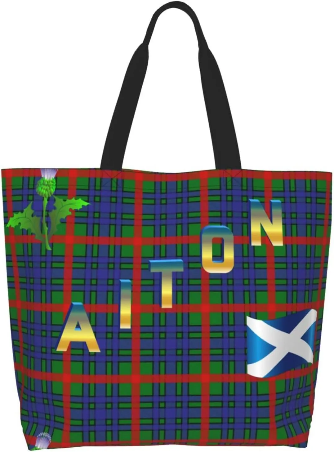 Tartan Plaid Check Tote Bag For Women Weekender Travel Bag Reusable Grocery Bags Large Totes Handbags