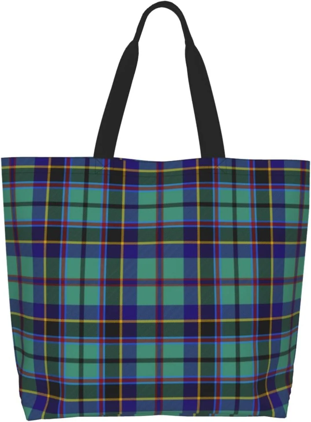 Tartan Plaid Check Tote Bag For Women Weekender Travel Bag Reusable Grocery Bags Large Totes Handbags