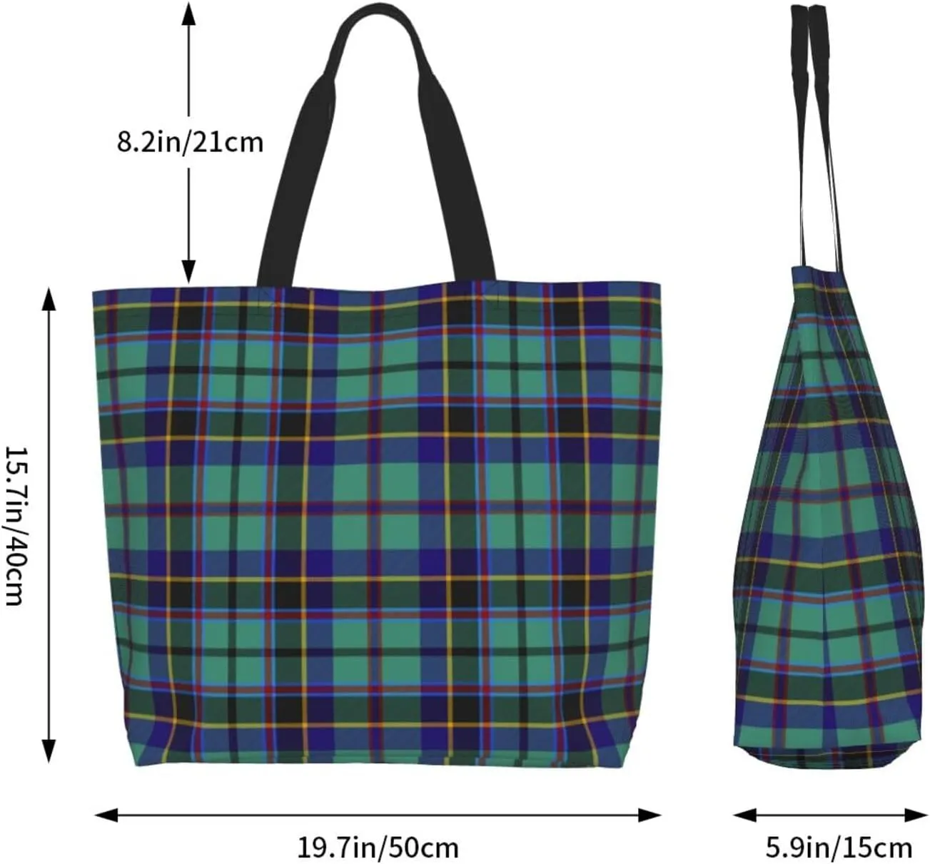 Tartan Plaid Check Tote Bag For Women Weekender Travel Bag Reusable Grocery Bags Large Totes Handbags
