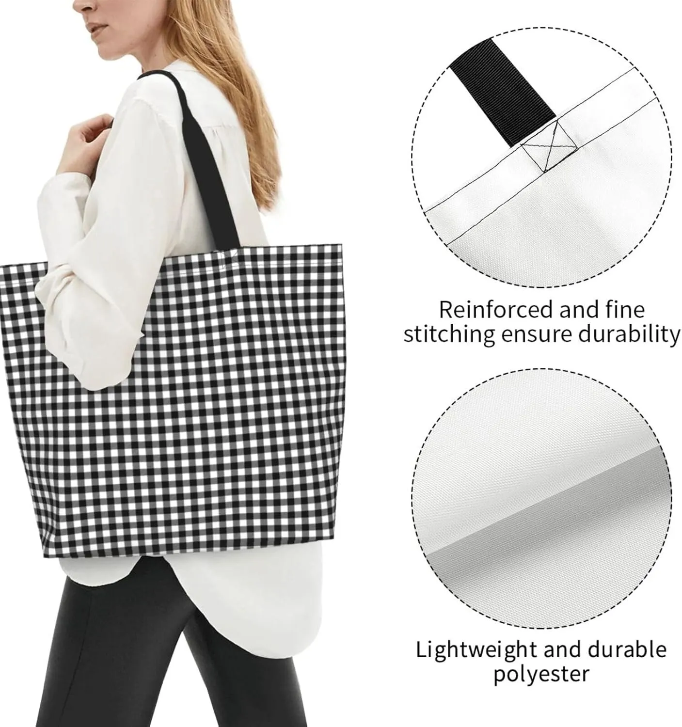 Tartan Plaid Check Tote Bag For Women Weekender Travel Bag Reusable Grocery Bags Large Totes Handbags