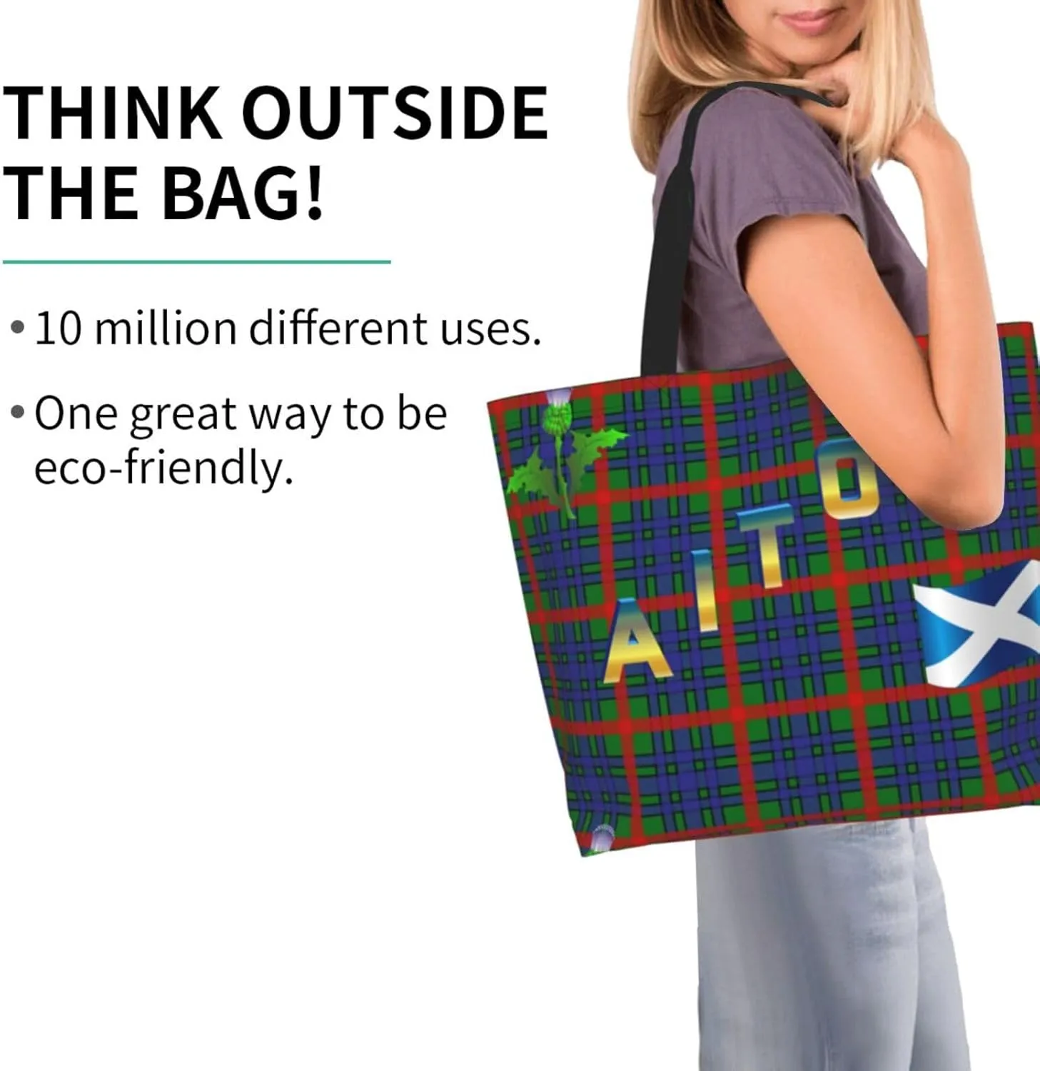 Tartan Plaid Check Tote Bag For Women Weekender Travel Bag Reusable Grocery Bags Large Totes Handbags