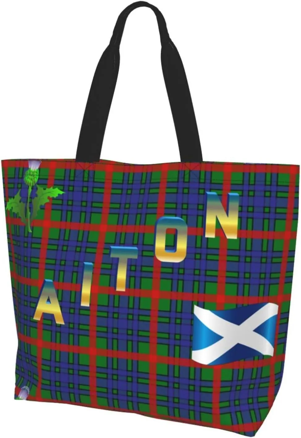 Tartan Plaid Check Tote Bag For Women Weekender Travel Bag Reusable Grocery Bags Large Totes Handbags