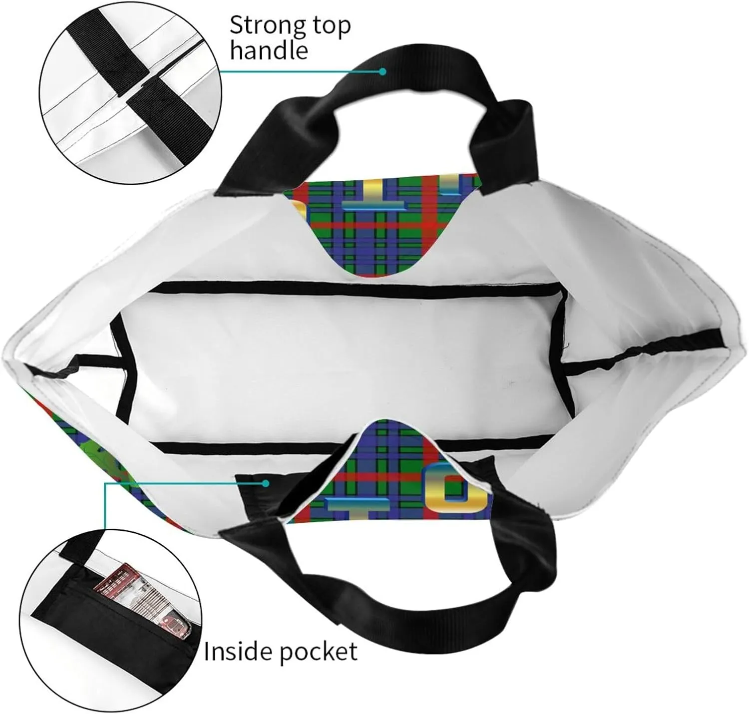 Tartan Plaid Check Tote Bag For Women Weekender Travel Bag Reusable Grocery Bags Large Totes Handbags