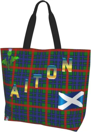 Tartan Plaid Check Tote Bag For Women Weekender Travel Bag Reusable Grocery Bags Large Totes Handbags