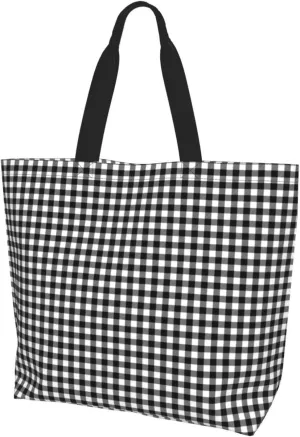 Tartan Plaid Check Tote Bag For Women Weekender Travel Bag Reusable Grocery Bags Large Totes Handbags