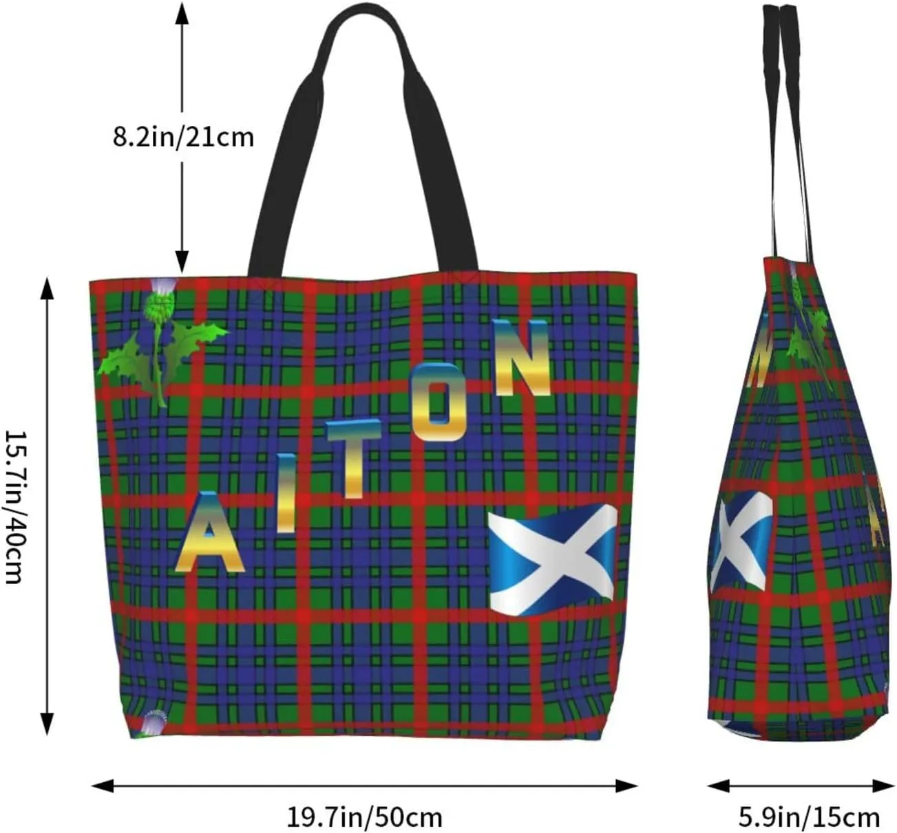 Tartan Plaid Check Tote Bag For Women Weekender Travel Bag Reusable Grocery Bags Large Totes Handbags