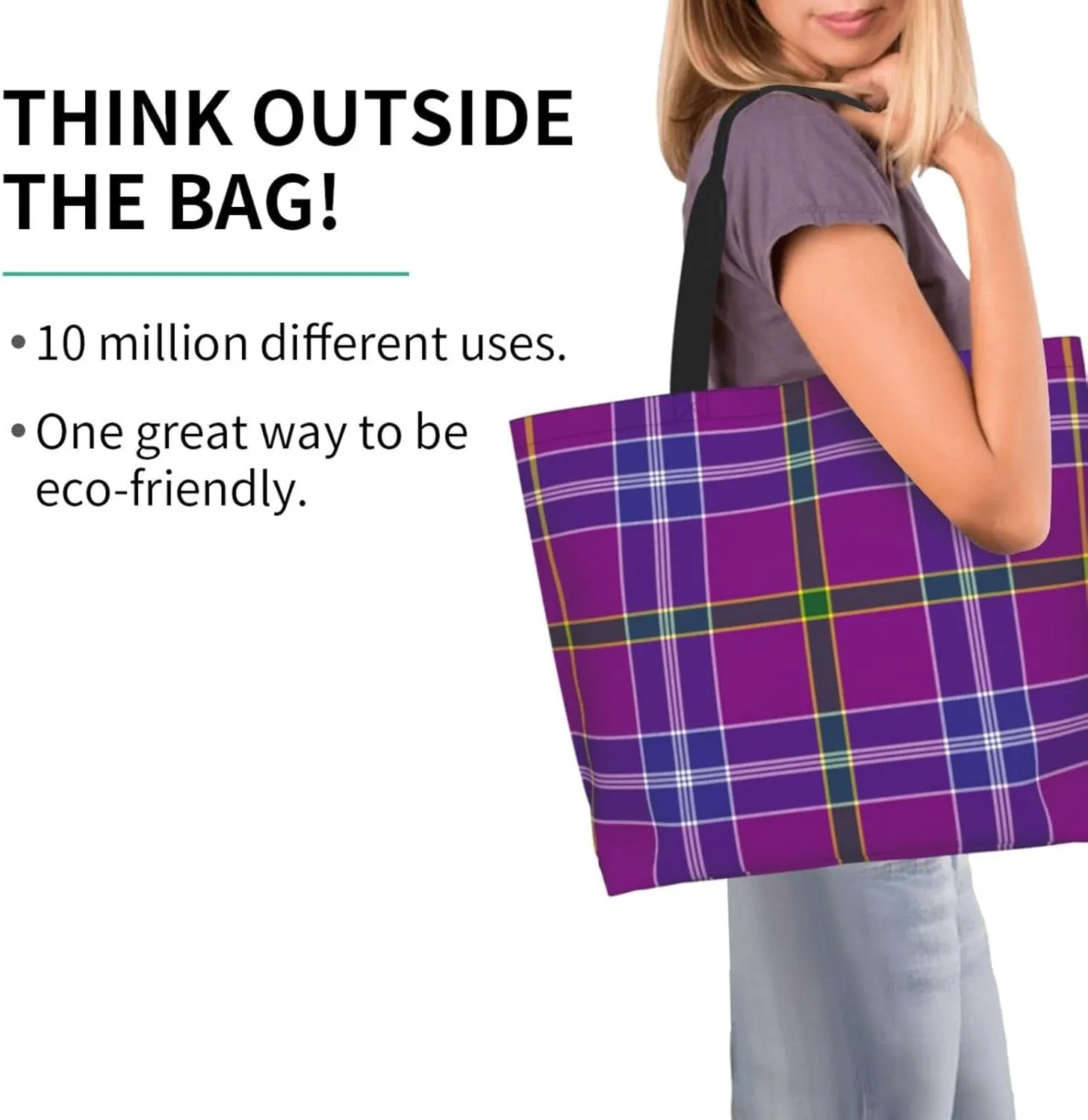 Tartan Tote Bag For Women Weekender Travel Bag Reusable Grocery Bags Large Totes Handbags