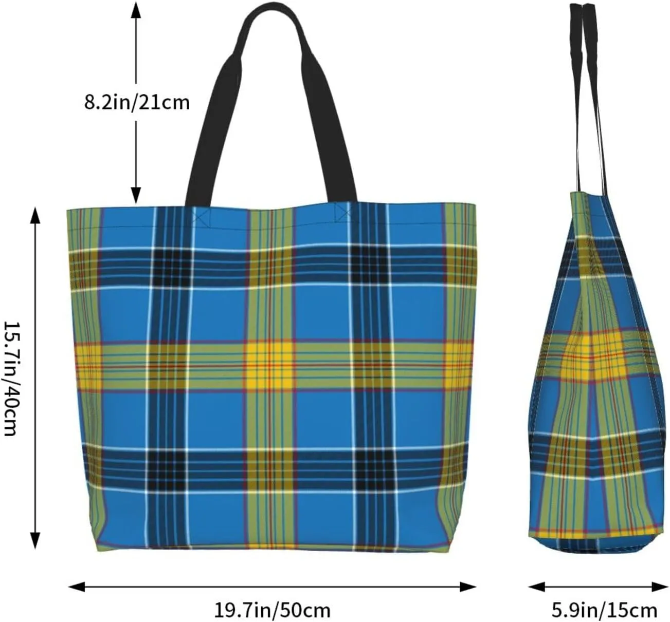Tartan Tote Bag For Women Weekender Travel Bag Reusable Grocery Bags Large Totes Handbags