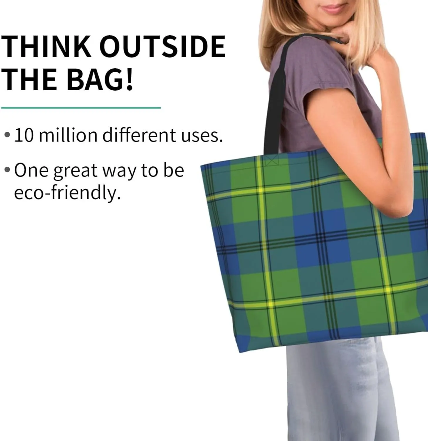 Tartan Tote Bag For Women Weekender Travel Bag Reusable Grocery Bags Large Totes Handbags