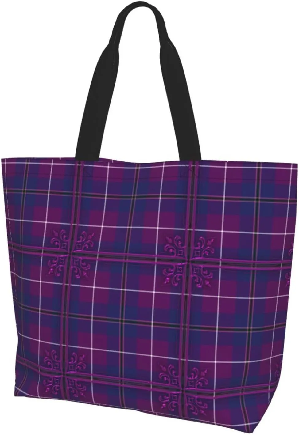 Tartan Tote Bag For Women Weekender Travel Bag Reusable Grocery Bags Large Totes Handbags