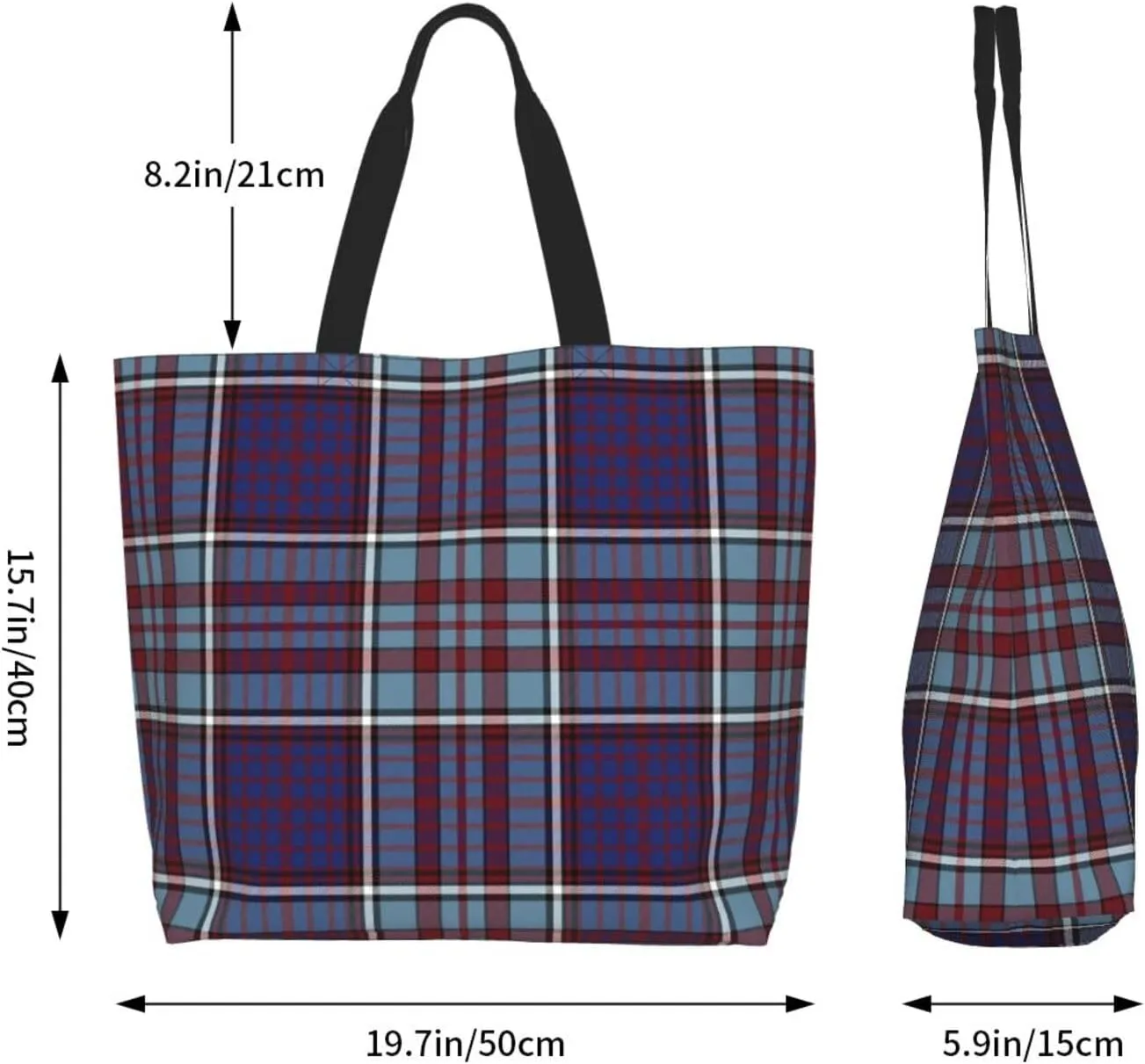 Tartan Tote Bag For Women Weekender Travel Bag Reusable Grocery Bags Large Totes Handbags