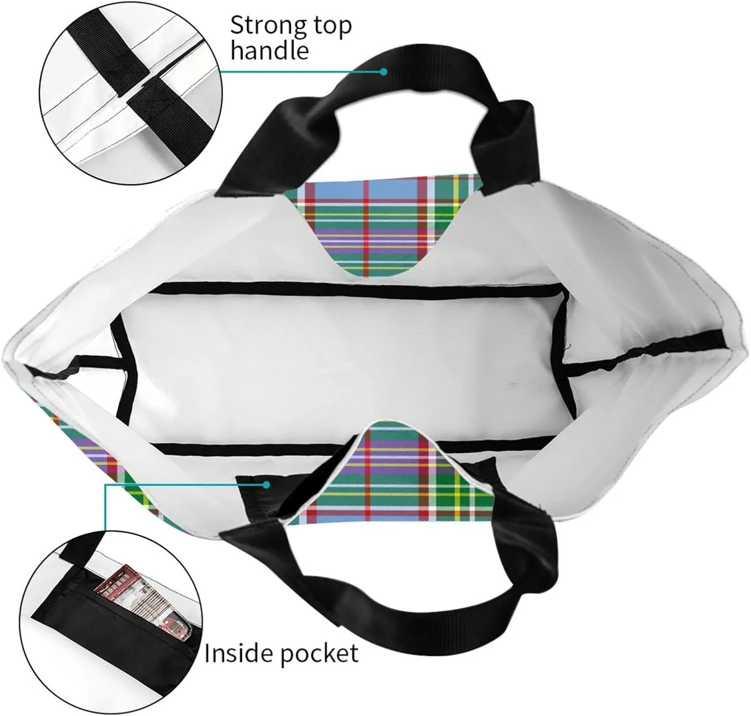 Tartan Tote Bag For Women Weekender Travel Bag Reusable Grocery Bags Large Totes Handbags