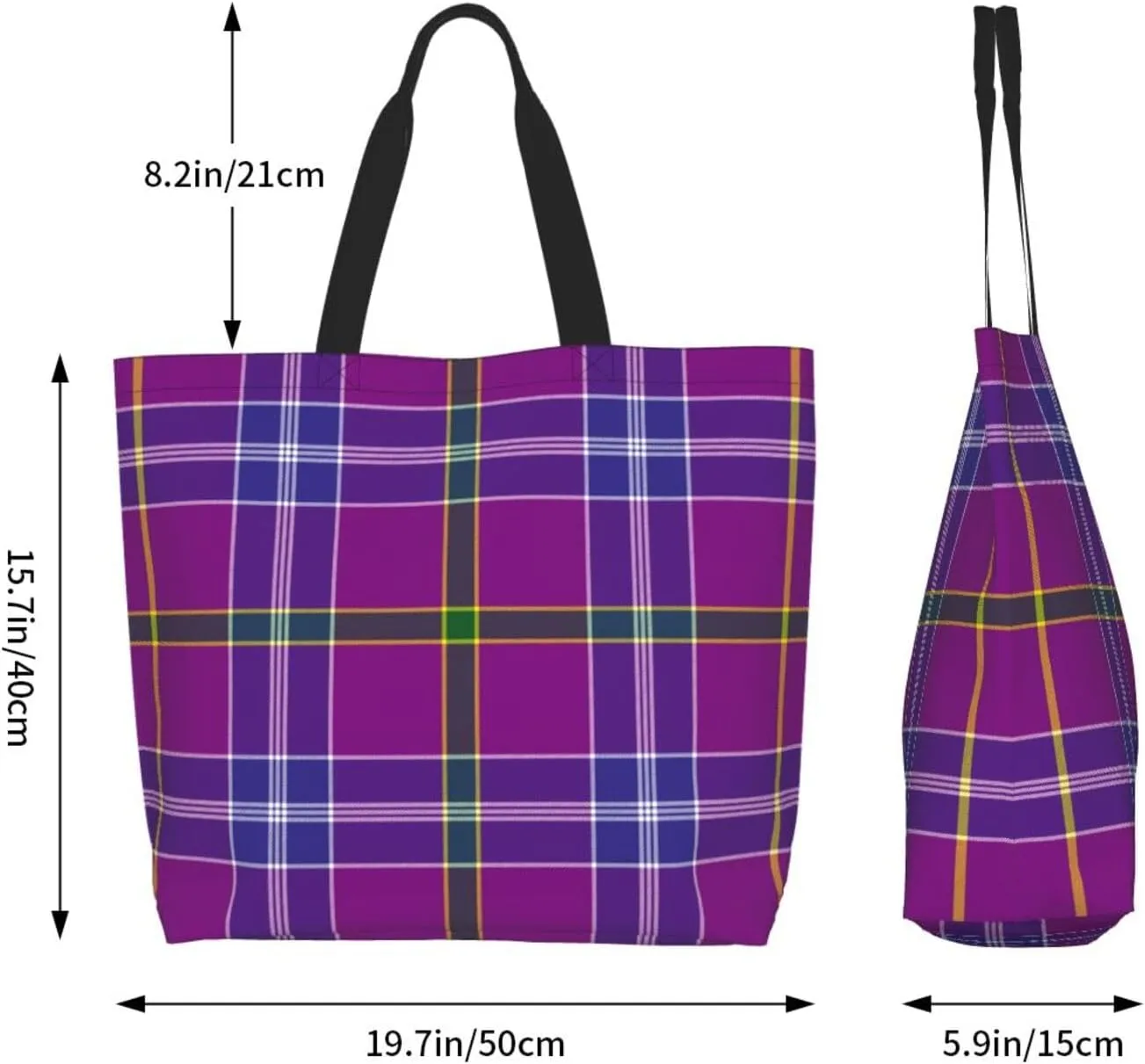 Tartan Tote Bag For Women Weekender Travel Bag Reusable Grocery Bags Large Totes Handbags