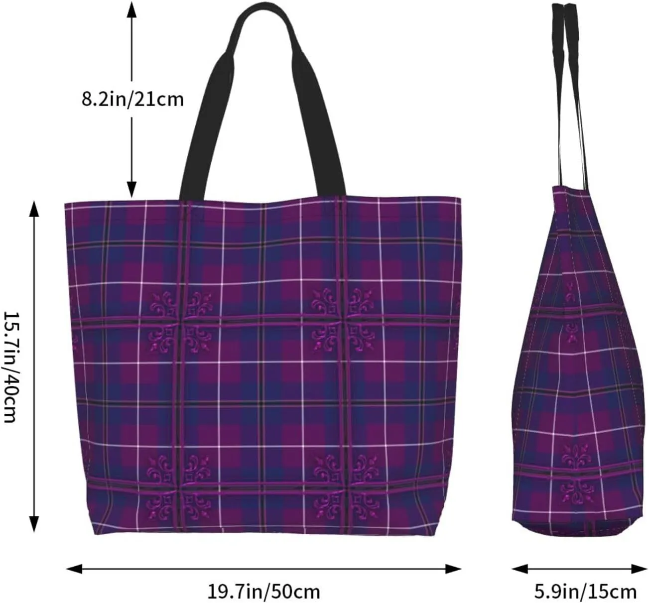 Tartan Tote Bag For Women Weekender Travel Bag Reusable Grocery Bags Large Totes Handbags
