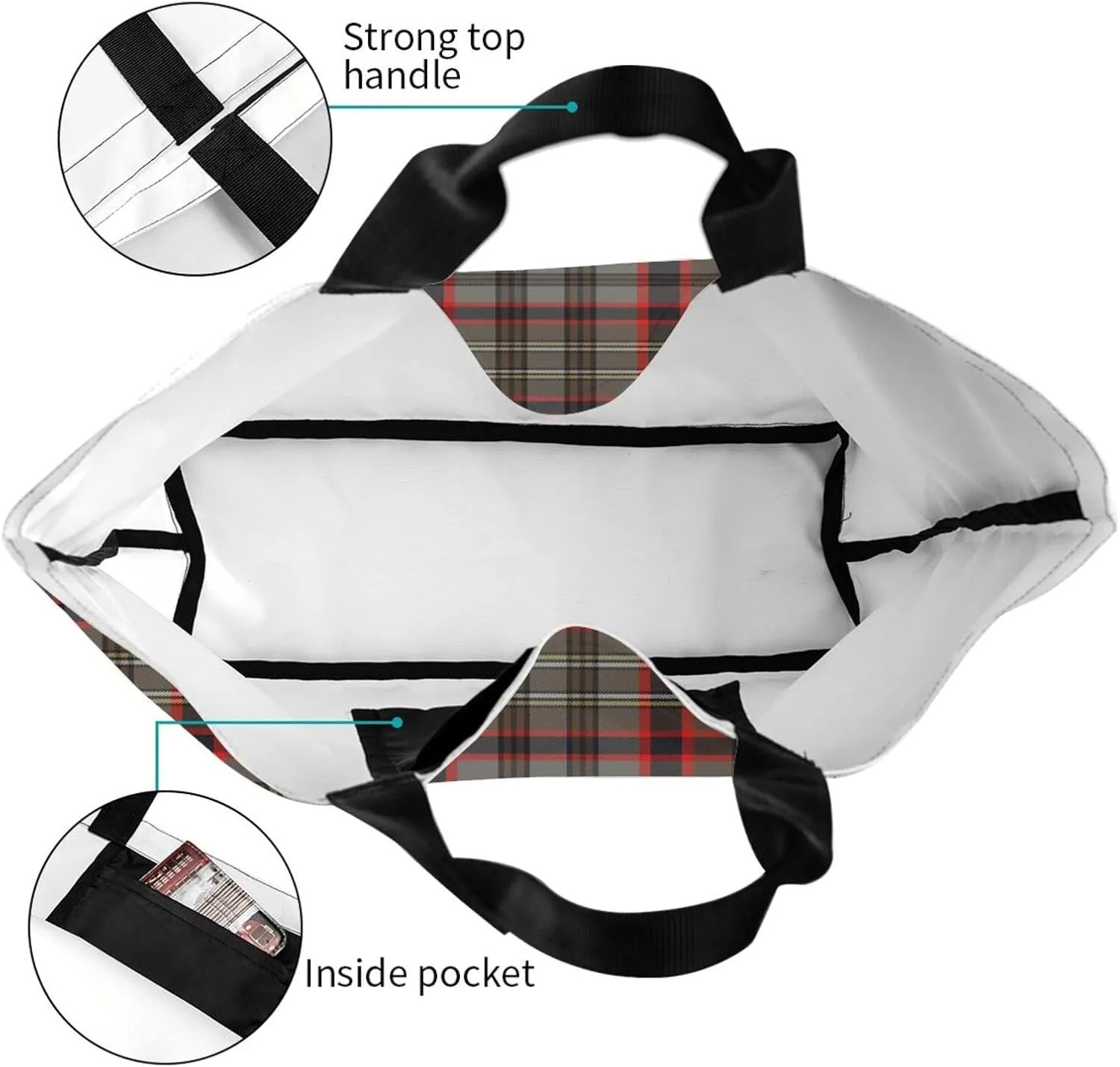 Tartan Tote Bag For Women Weekender Travel Bag Reusable Grocery Bags Large Totes Handbags