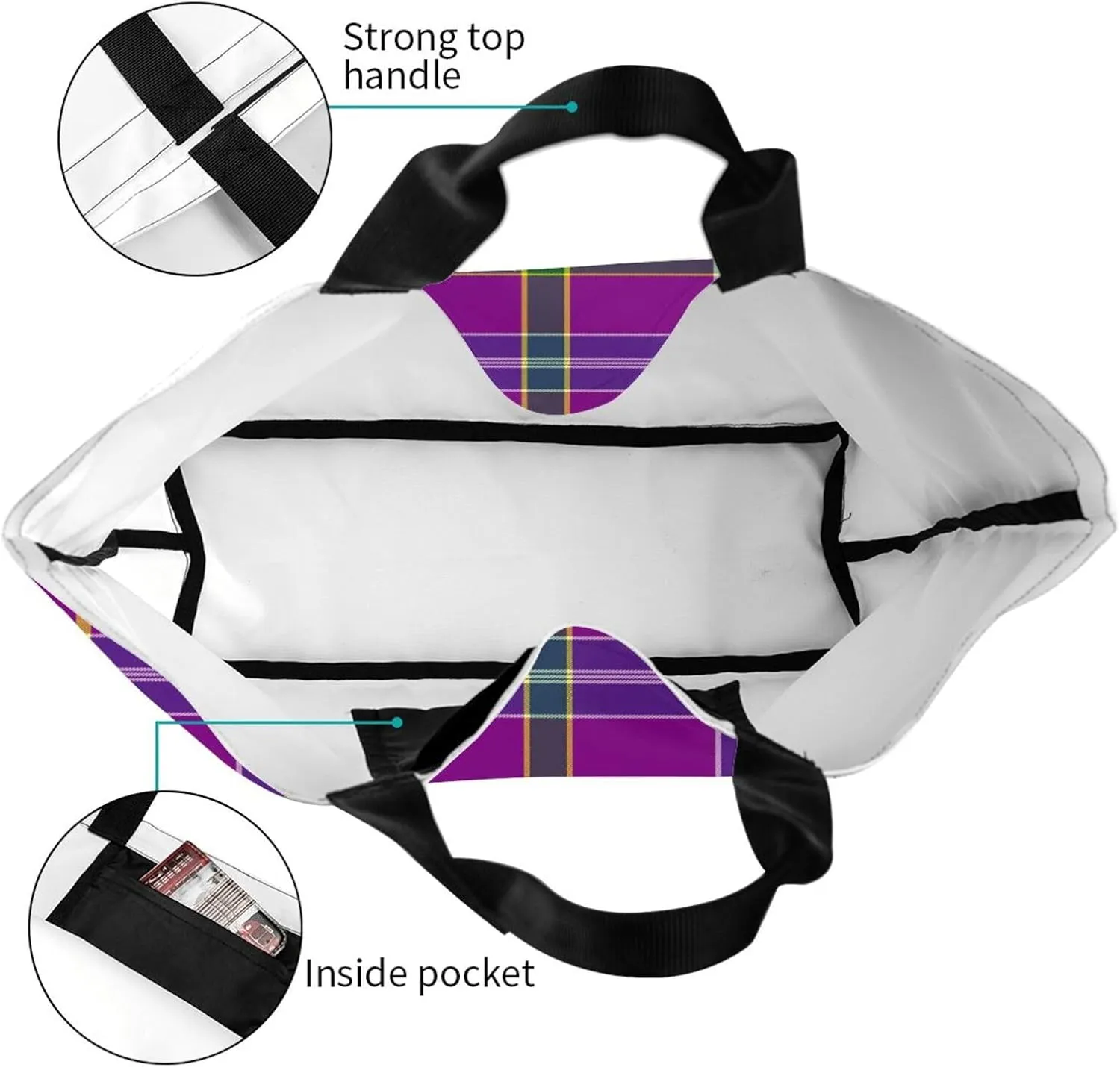 Tartan Tote Bag For Women Weekender Travel Bag Reusable Grocery Bags Large Totes Handbags