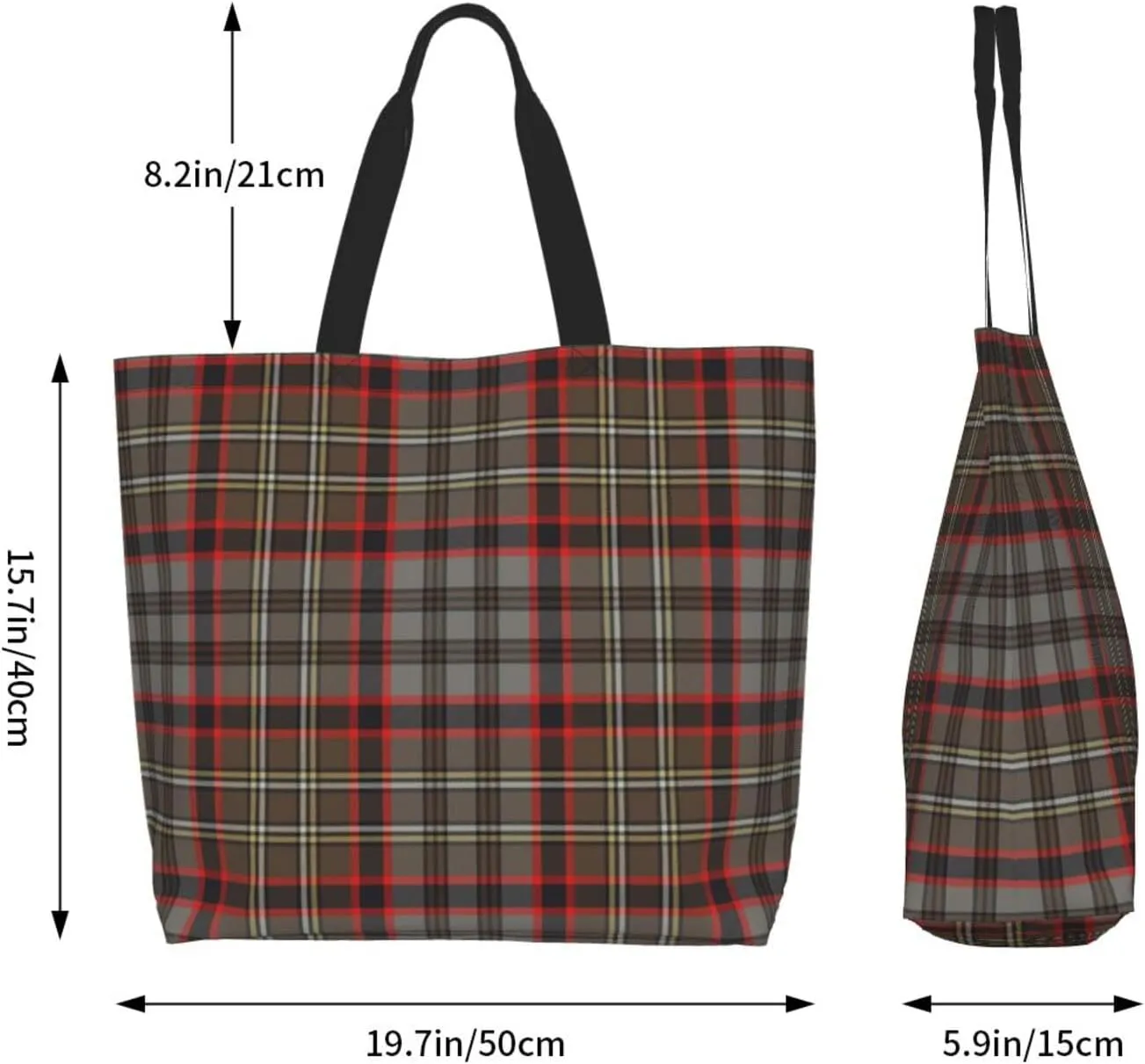 Tartan Tote Bag For Women Weekender Travel Bag Reusable Grocery Bags Large Totes Handbags