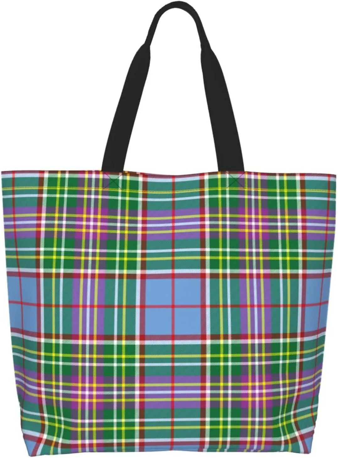Tartan Tote Bag For Women Weekender Travel Bag Reusable Grocery Bags Large Totes Handbags