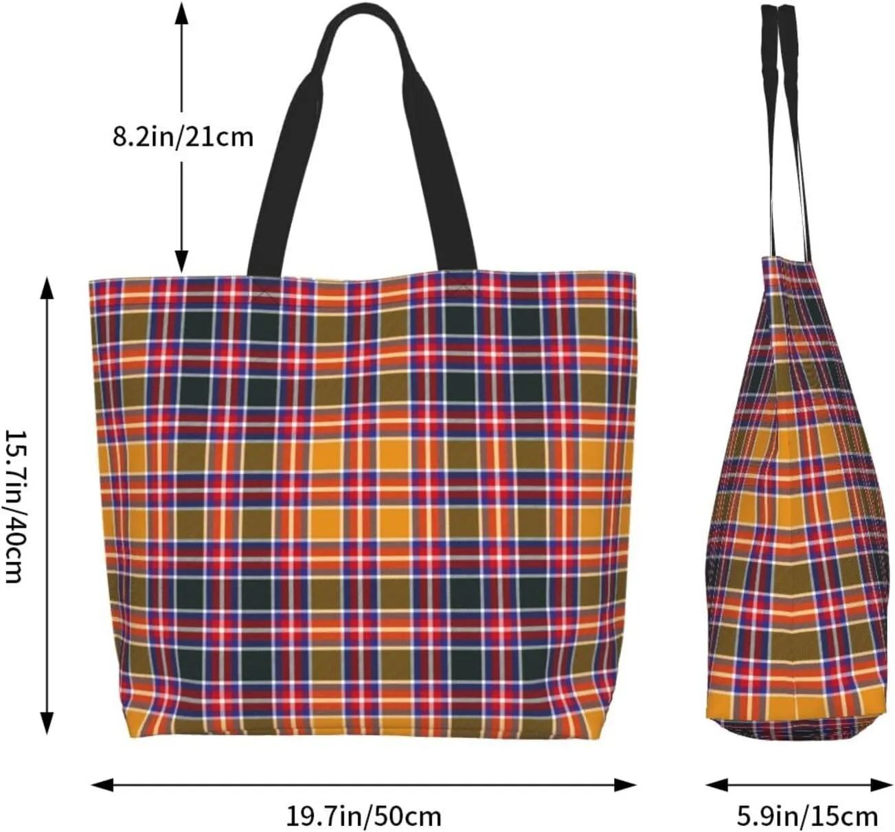 Tartan Tote Bag For Women Weekender Travel Bag Reusable Grocery Bags Large Totes Handbags