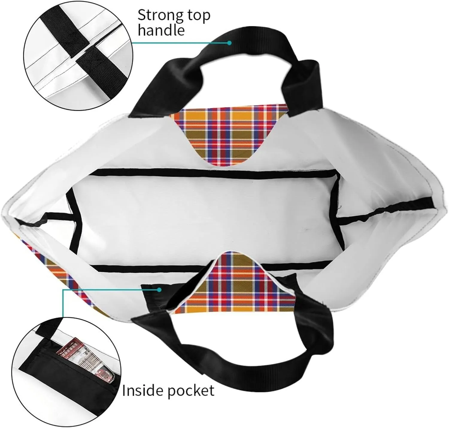Tartan Tote Bag For Women Weekender Travel Bag Reusable Grocery Bags Large Totes Handbags