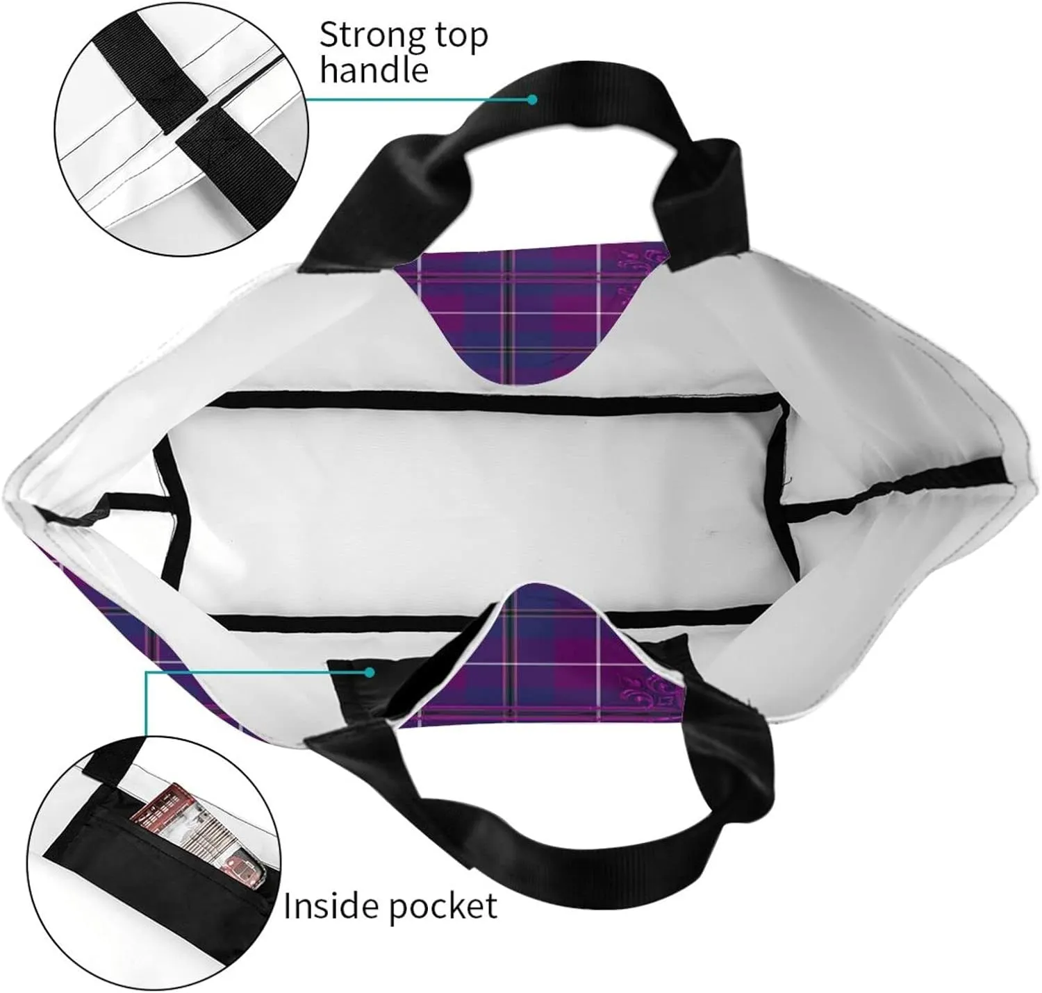 Tartan Tote Bag For Women Weekender Travel Bag Reusable Grocery Bags Large Totes Handbags