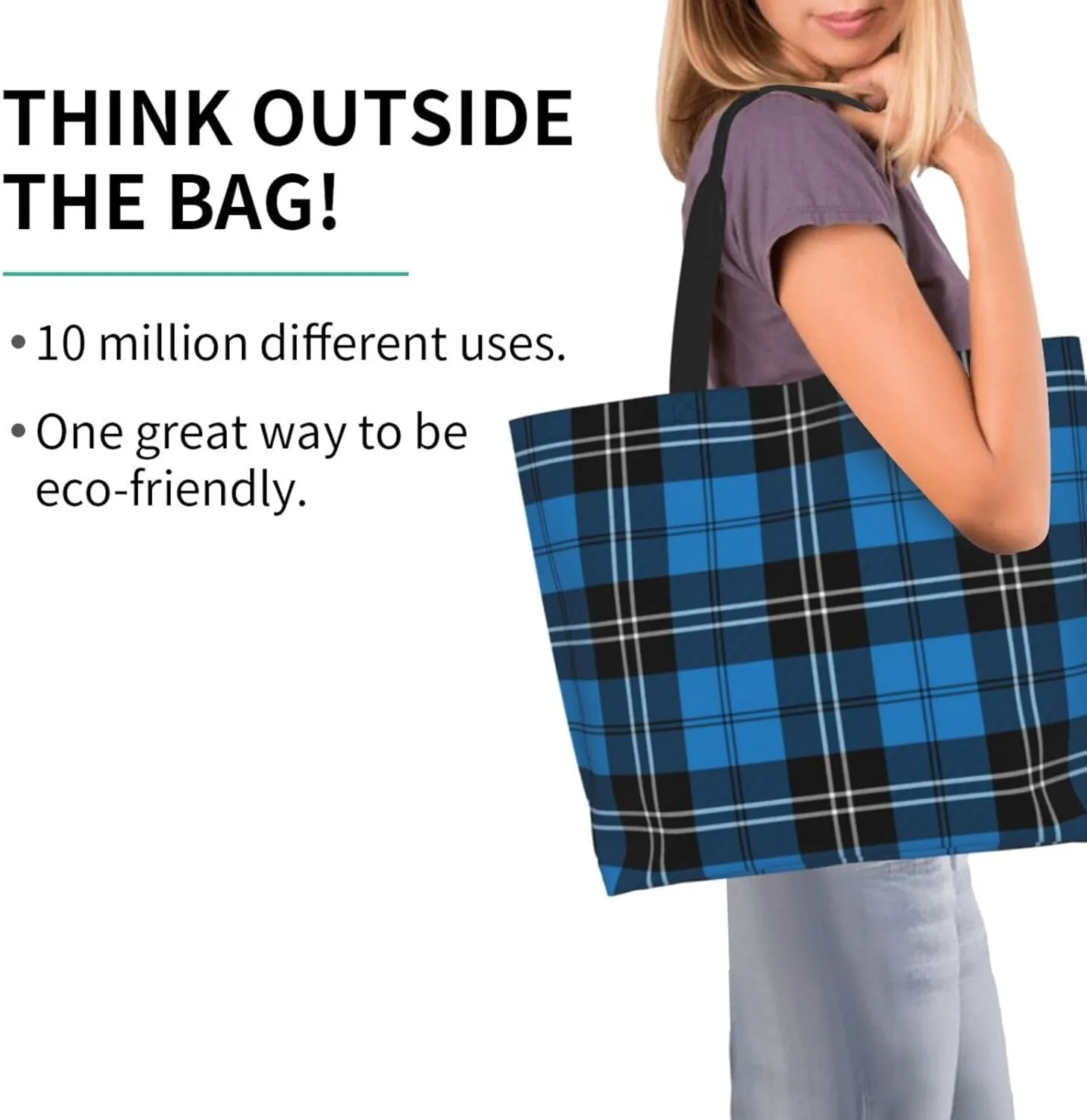Tartan Tote Bag For Women Weekender Travel Bag Reusable Grocery Bags Large Totes Handbags