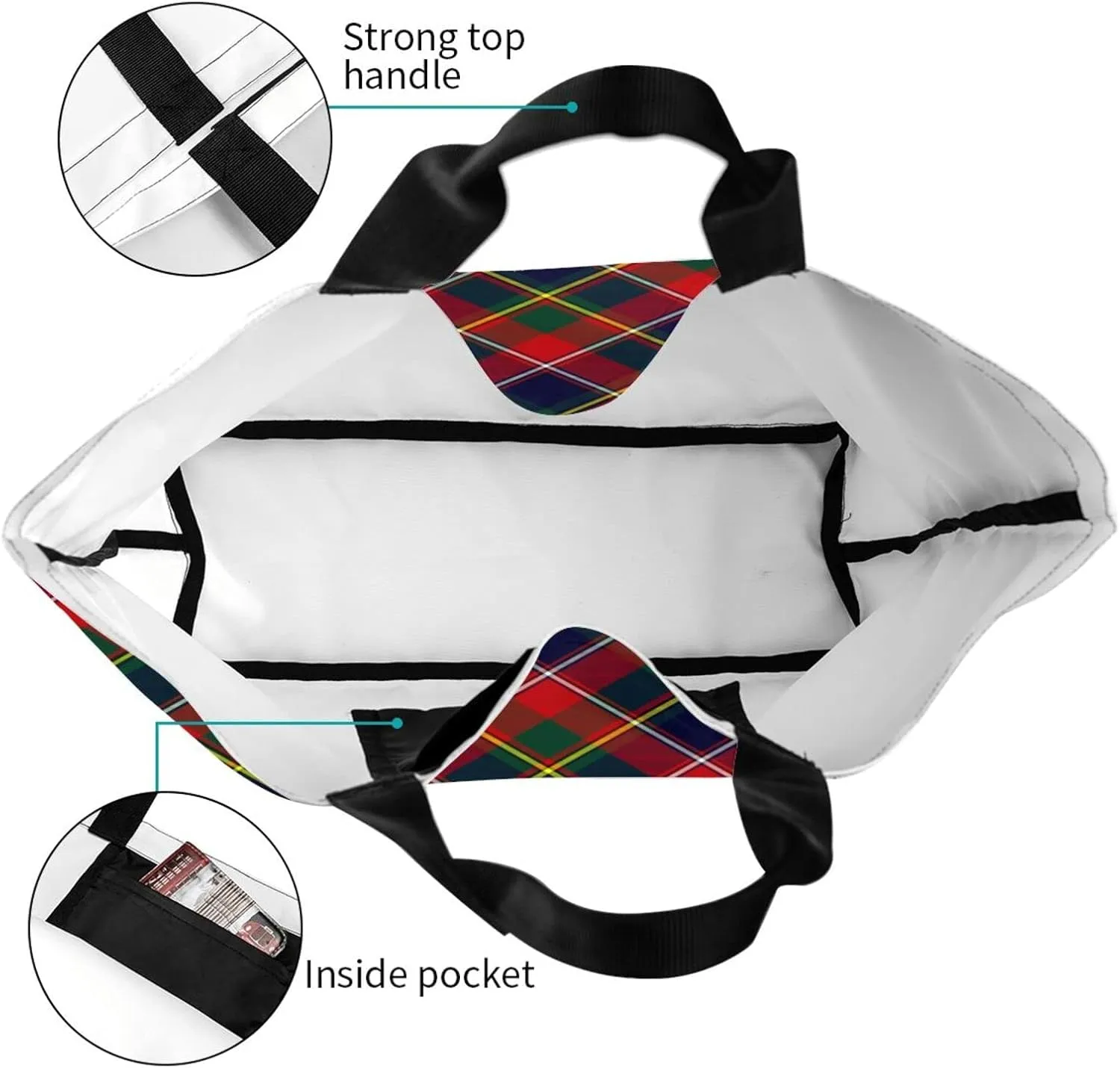 Tartan Tote Bag For Women Weekender Travel Bag Reusable Grocery Bags Large Totes Handbags