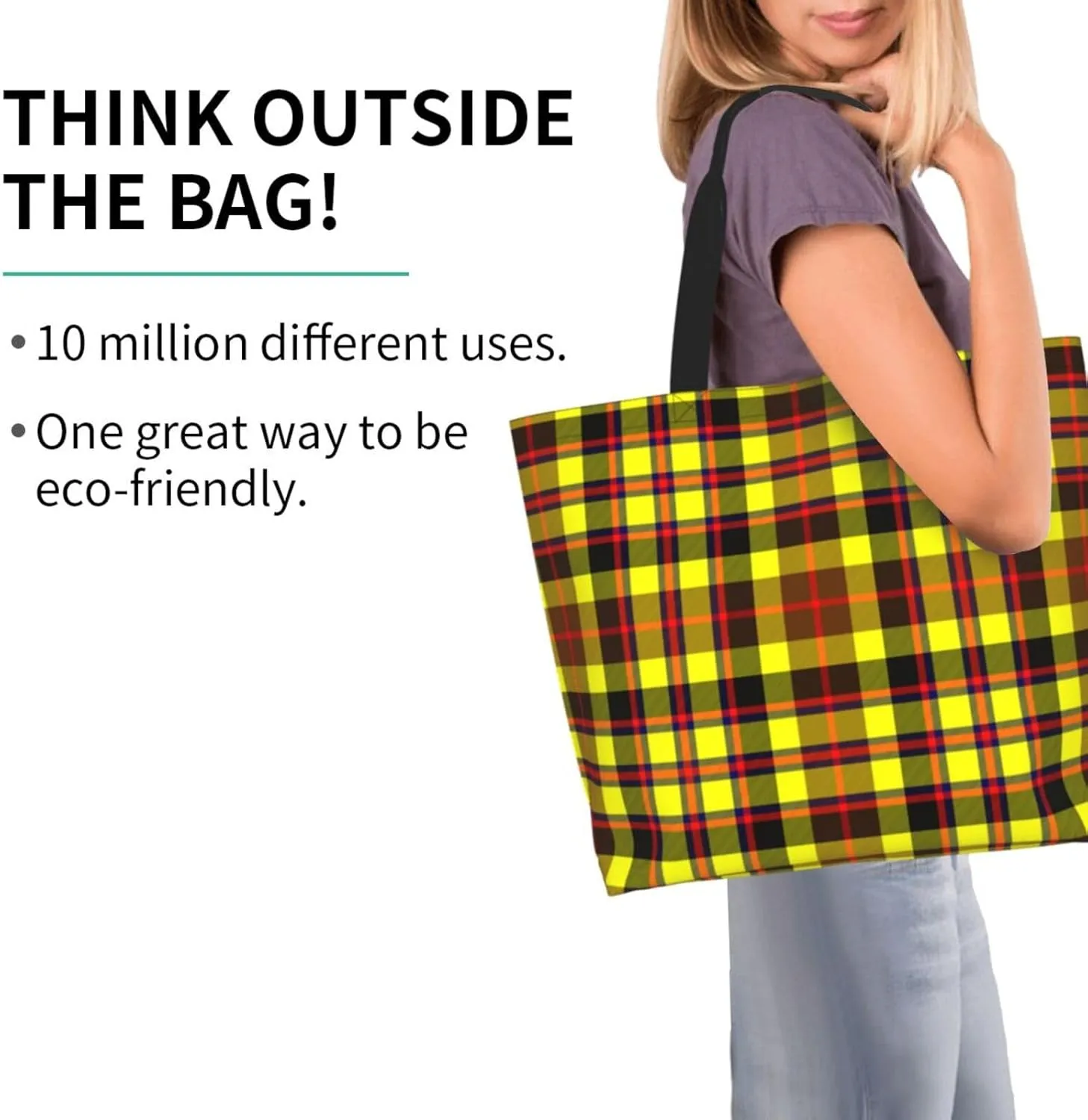 Tartan Tote Bag For Women Weekender Travel Bag Reusable Grocery Bags Large Totes Handbags