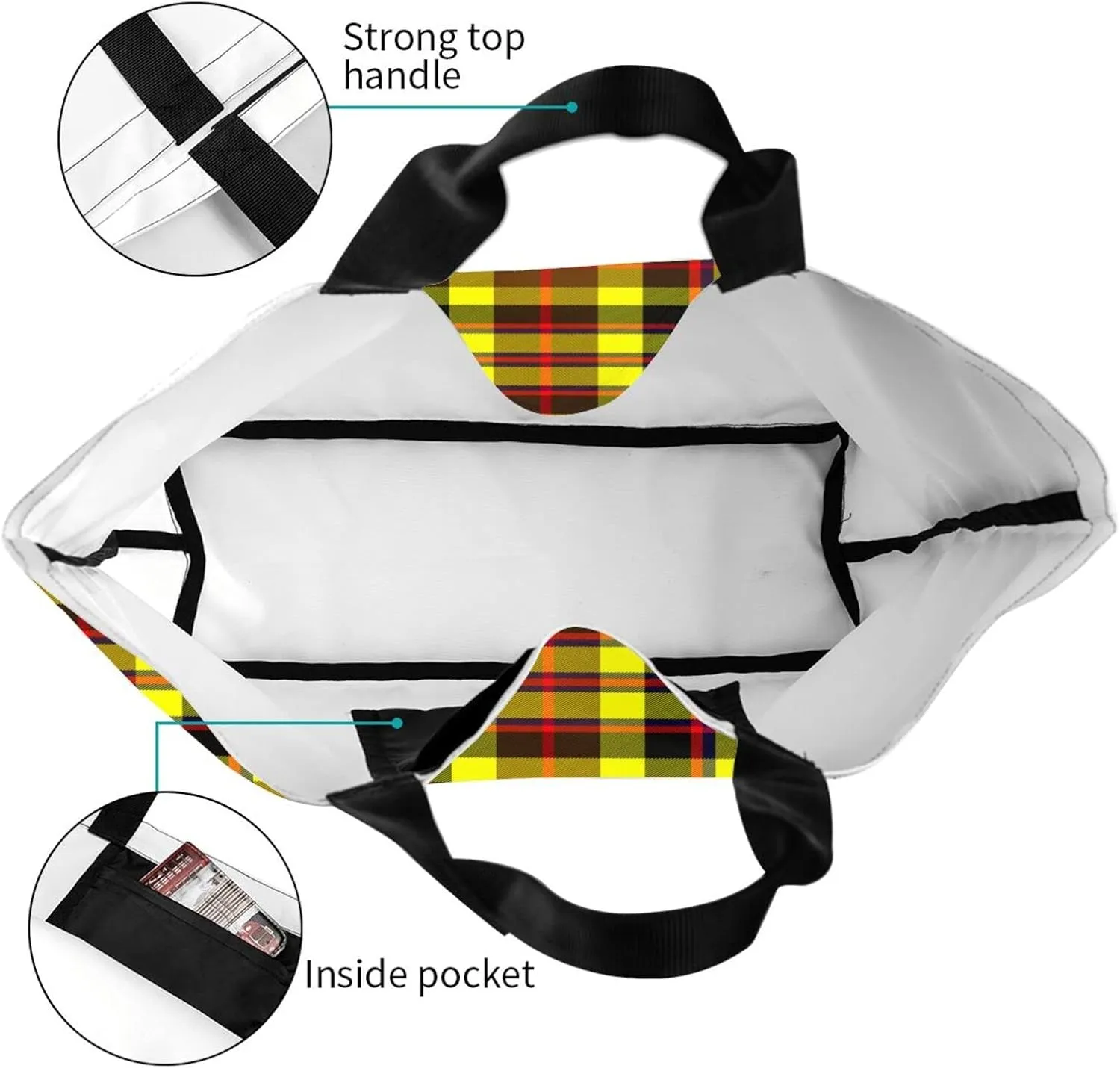 Tartan Tote Bag For Women Weekender Travel Bag Reusable Grocery Bags Large Totes Handbags