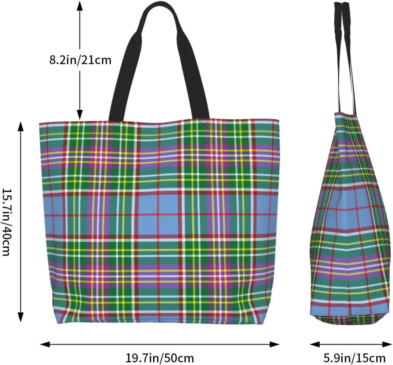 Tartan Tote Bag For Women Weekender Travel Bag Reusable Grocery Bags Large Totes Handbags