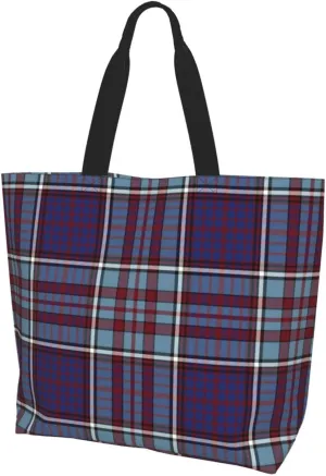 Tartan Tote Bag For Women Weekender Travel Bag Reusable Grocery Bags Large Totes Handbags