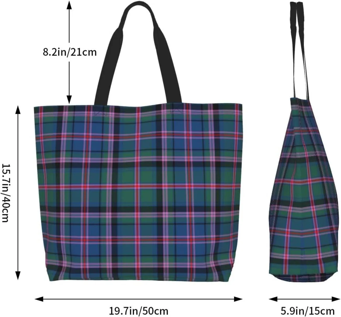 Tartan Tote Bag For Women Weekender Travel Bag Reusable Grocery Bags Large Totes Handbags