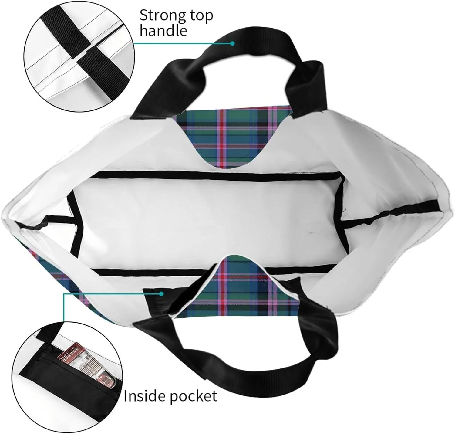 Tartan Tote Bag For Women Weekender Travel Bag Reusable Grocery Bags Large Totes Handbags